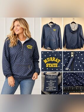 Charles River Apparel Murray State Polka Dot Hooded Anorak Windbreaker